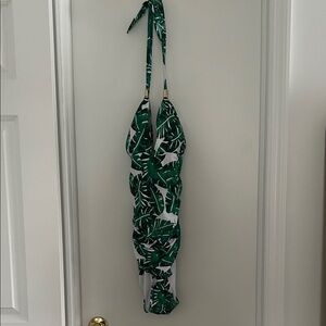 Amazon Green Leaf Print One Piece Swimsuit